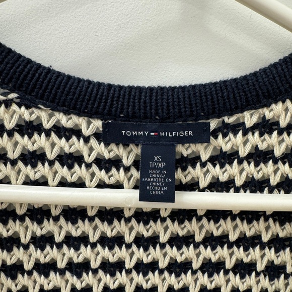 Tommy Hilfiger White and Navy Knitted Cardigan - Picture 6 of 7